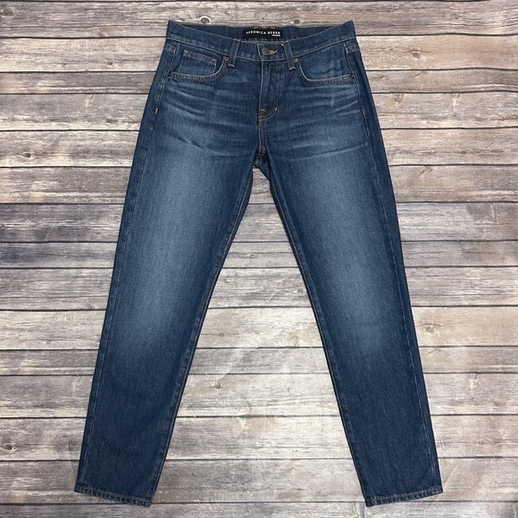Veronica Beard Denim Dark Apollo Wash Benzi Mid Rise Girlfriend Jeans 24 00 - Picture 1 of 10